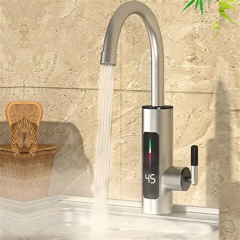 Torneira Aquecida Para Cozinha - Torneira Elétrica Aquecida Cozinha e Banho Display! 3s Giro 360° Aço ...
