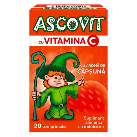 Ascovit Cu Vitamina C Aroma De Capsuni 100 Mg 20 Comprimate Catena Ro