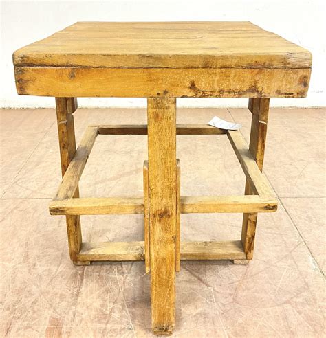 Lot - Rustic Wood Plank Side Table