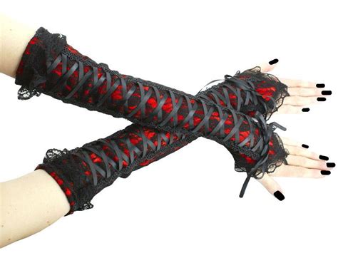 Gothic Lace Gloves Fingerless Gloves Arm Warmers Women Long Etsy Lace Gloves Long