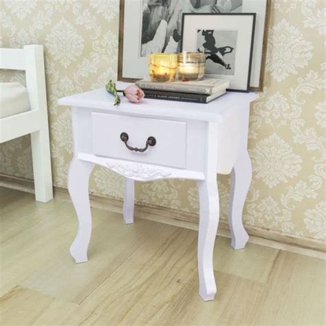 Vidaxl Table De Chevet Mdf Blanc Cdiscount Maison