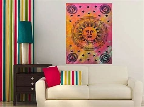 Sun Moon Tie Dye Tapestry Celestial Stars Planet Bohemian Poster Tapestries Tarot Wall Hanging