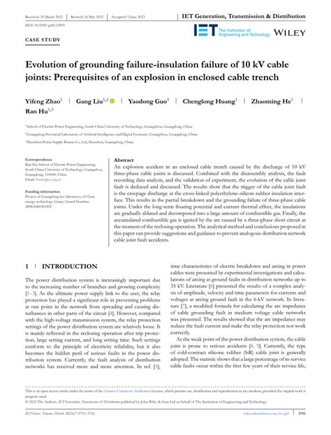 PDF Evolution Of Grounding Failureinsulation Failure Of 10 KV Cable