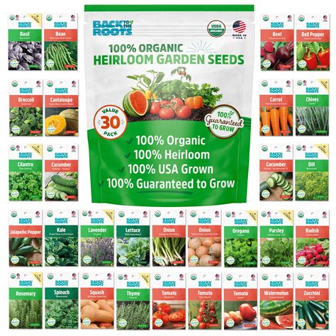 Back To The Roots Heirloom Organic Non Gmo And Usa Grown Seeds 30ct