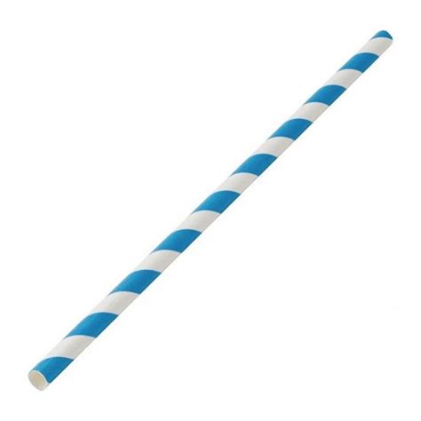 Lot de 250 pailles L 200 mm en papier biodégradables rayées bleues