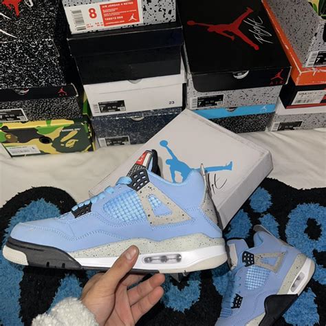 Jordan 4 retro “UNC” Sizes available: 8, and 8.5... - Depop