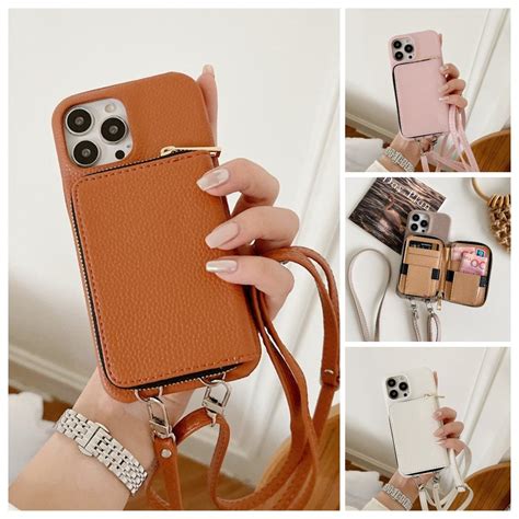 Crossbody Iphone Leather Case With Strap Detachable And Adjustable