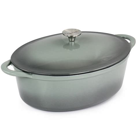 Megachef 7 Quarts Oval Enameled Cast Iron Casserole In Gray Bed Bath And Beyond 34813627