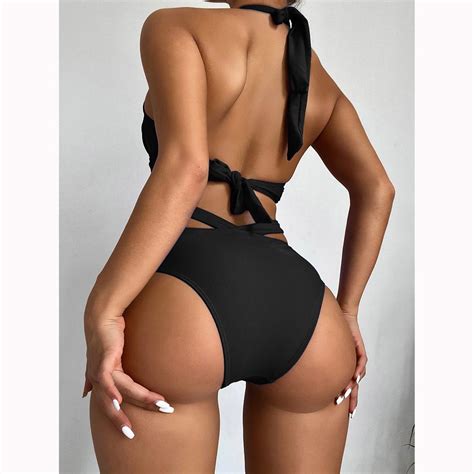 Buy Women S High Waisted Bandage Bikini Set Wrap Two Piece Push Up