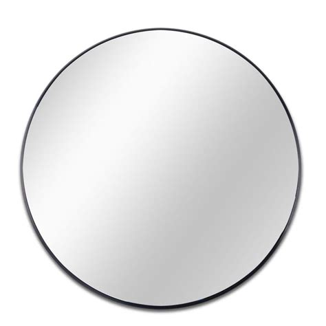 Aoibox 36 in. W x 36 in. H Black Metal Round Framed Wall Vanity Mirror ...