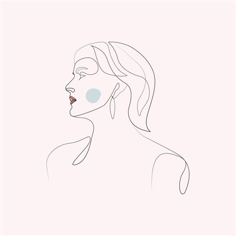 Abstract beauty face girl side face view fashion woman line art drawing ...