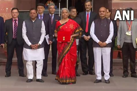 Budget 2023 Nirmala Sitharaman Takes Out Her Brightest Red Silk Saree