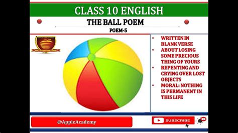 Class 10 Eng Poem 5 The Ball Poem Youtube