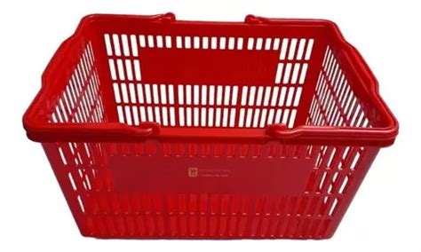 Pack 3 Canasto Cesta De Mano Roja Para Supermercado Cuotas sin interés