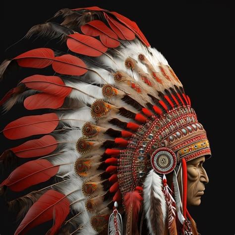 Premium AI Image | A man in a native american costume with a feathered headdress.