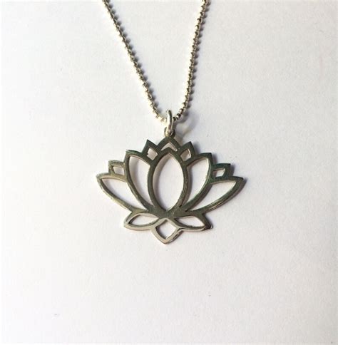 Silver Lotus Flower Necklace Pendant Sterling Silver Etsy