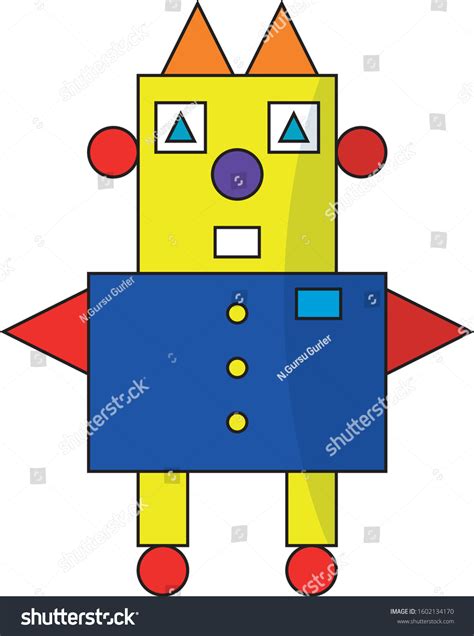 Basic Shapes Colorful Robot Square Stock Vector Royalty Free