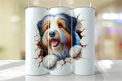 Bearded Collie Peeking Tumbler Wrap Graphic By Thedigitalstore