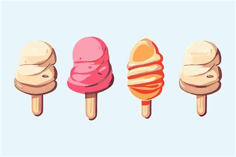 Premium Vector Set Of Different Ice Cream On A Stick Vector Illustration In Flat Style