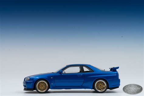 Autoart Nissan Skyline Gt R R V Spec Ii Bayside Blue Bbs Wheels