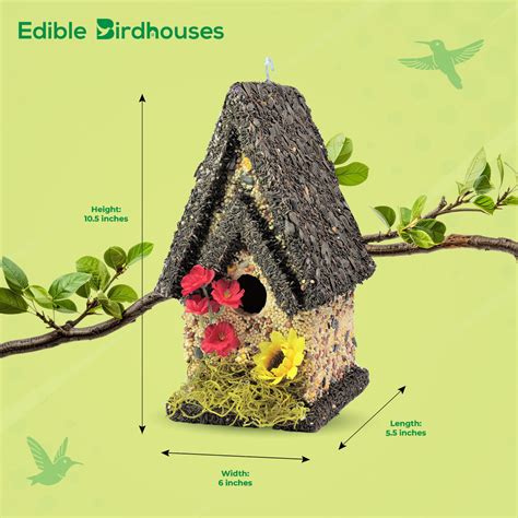 Edible Bird Feeder Dark Roof Tall Birdhouse Ediblebirdhouses