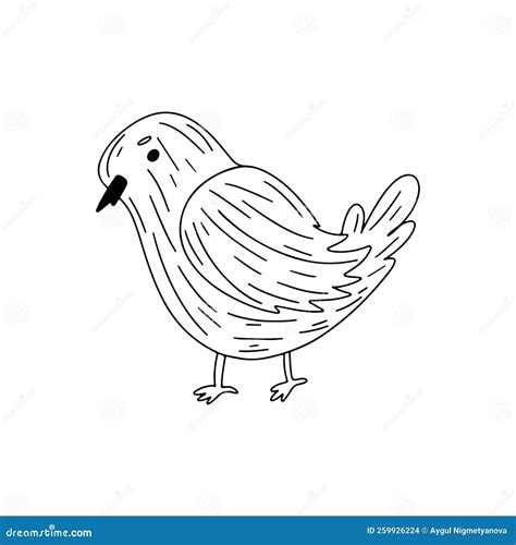 Cute Bird In Hand Drawn Doodle Style Vector Illustration Stock Vector