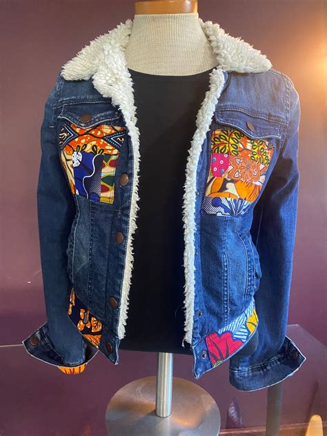 Upcycled Womens Jean Jacket Fur Lined Refashioned One Of A Kind Denim