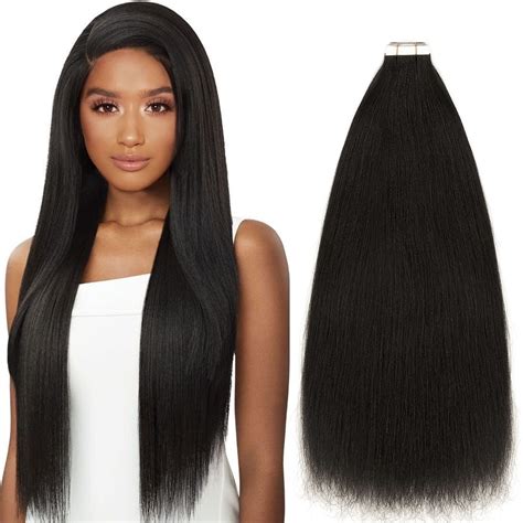 Amazon Caliee Black Tape In Hair Extensions Human Hair Yaki Kinky