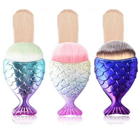 1Pc Mermaid Foundation Brush Fish Scale Makeup Brushes Professional