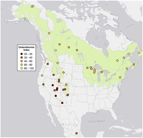 Ombrothermic Index For Aspen Sampling Sites Based On North American