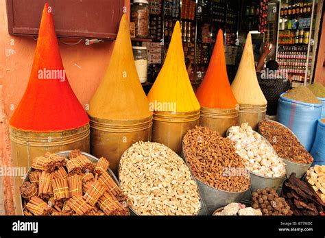 Piles Of Spices In The Souk Market In The Medina Historic City