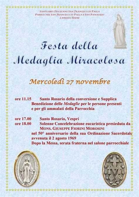 Il 27 Novembre Festa Della Medaglia Miracolosa Santuario San