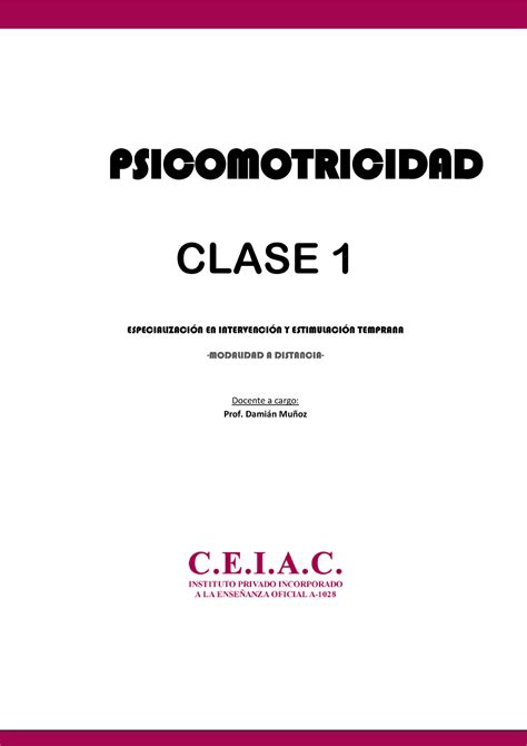 Clase Psicomotricidad Clase Especializacin En Intervencin Y