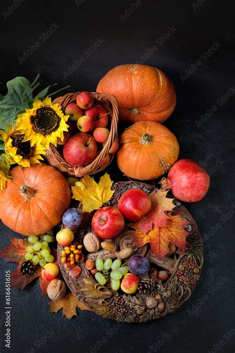 Wiccan Altar For Mabon Sabbat Wheel Of The Year Fruits Pumpkins