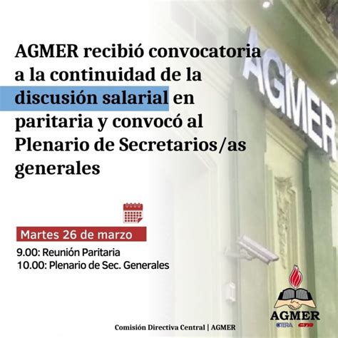 AGMER recibió convocatoria a la continuidad de la discusión salarial en