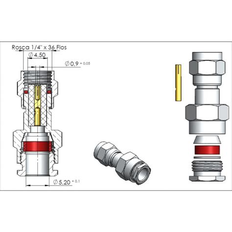 Conector SMA Macho Reto Prensa Cabo RGRGC 58 Pino Fêmea 3040 Gav 33