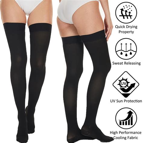 Mens Compression Socks Thigh High Stockings 20 30mmhg With Silicone Grip Top Ebay