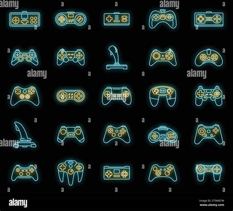 Gaming Joystick Icons Set Outline Set Of Gaming Joystick Vector Icons