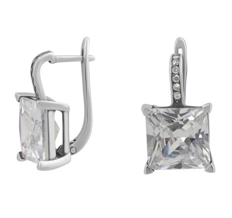 Серебряный каприз, серьги серебро 925, с большим камнем, квадратные ...