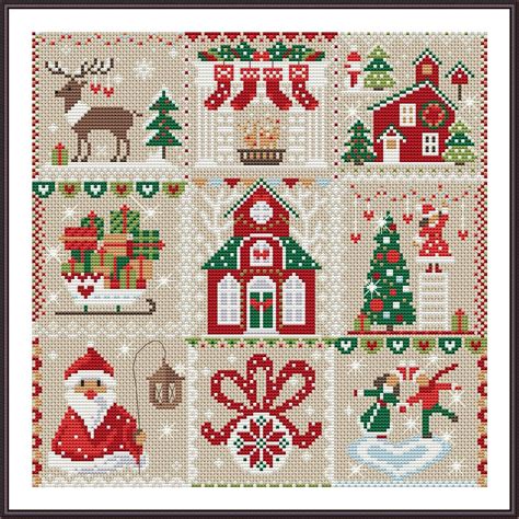 Christmas Cross Stitch Patterns Sampler Cross Stitch Etsy