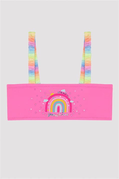 Kız Çocuk Gökkuşağı Straplez Bikini Takımı PL7NO0OR23IY MIX Çok Renkli Penti