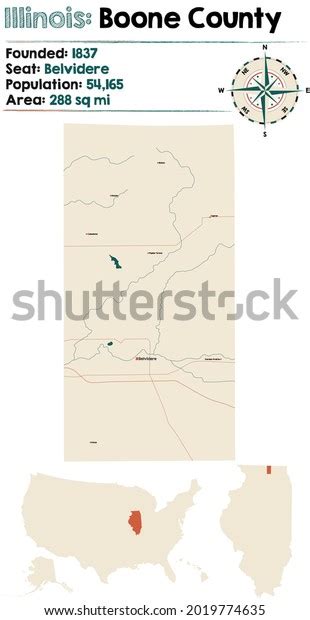 Large Detailed Map Boone County Illinois Stock Vector Royalty Free