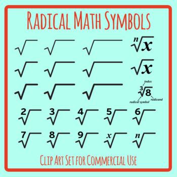 Square Root Symbol / Root Symbol - Radical Math Symbol for Maths Clip Art