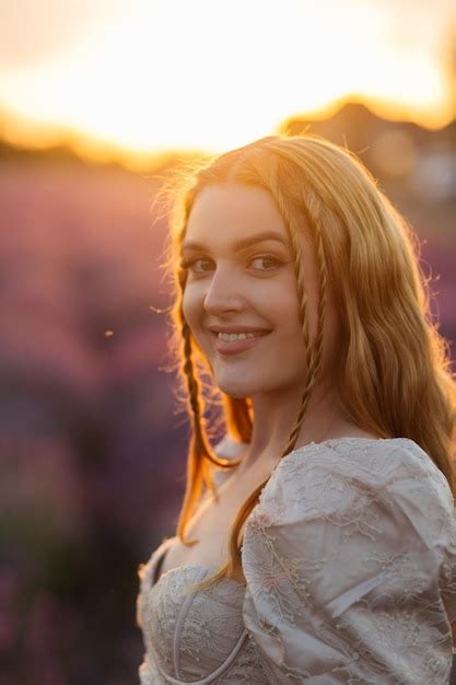 Premium Photo Girl In A Lavender Field Woman In A Field Of Lavender