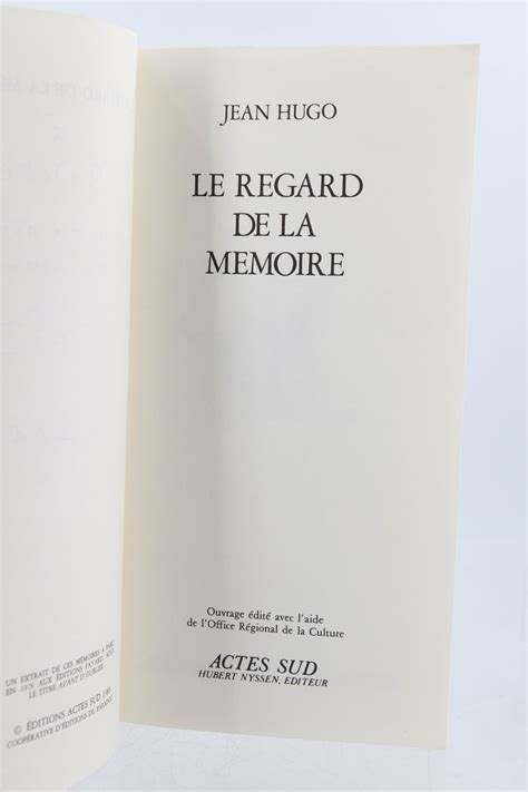 HUGO Le regard de la mémoire Signiert Erste Ausgabe Edition