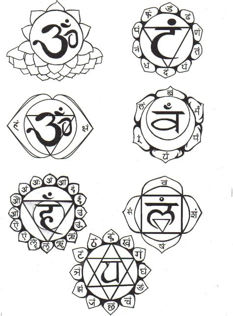 Chakra Symbols Black And White Sketch Coloring Page