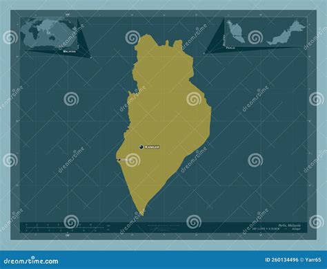 Perlis Malaysia Solid Labelled Points Of Cities Stock Illustration