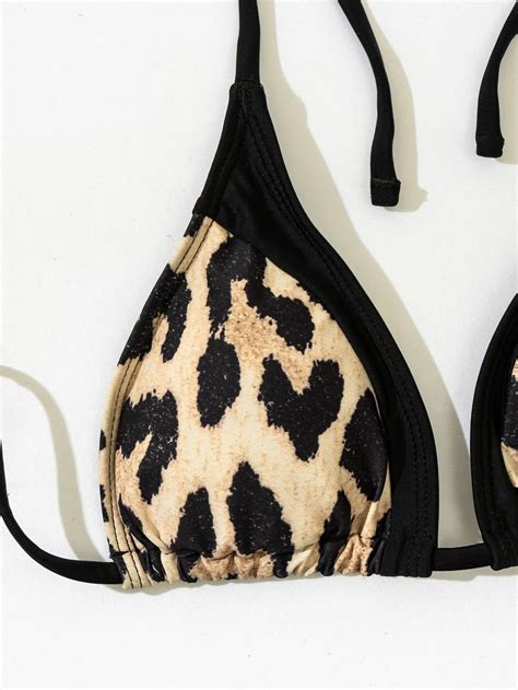 Bañador bikini triángulo de leopardo con tanga Yaxa Store