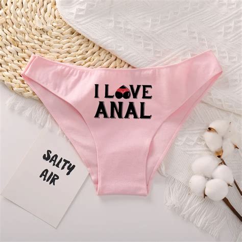 I LOVE ANAL Sexy Comfortable Cotton Underwear For Womens Hotwife Panties For Wife Girls Skin