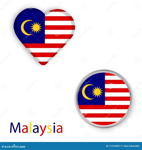 Heart And Circle Symbols With Flag Of Malaysia Stock Vector Illustration Of Malaysian Flag